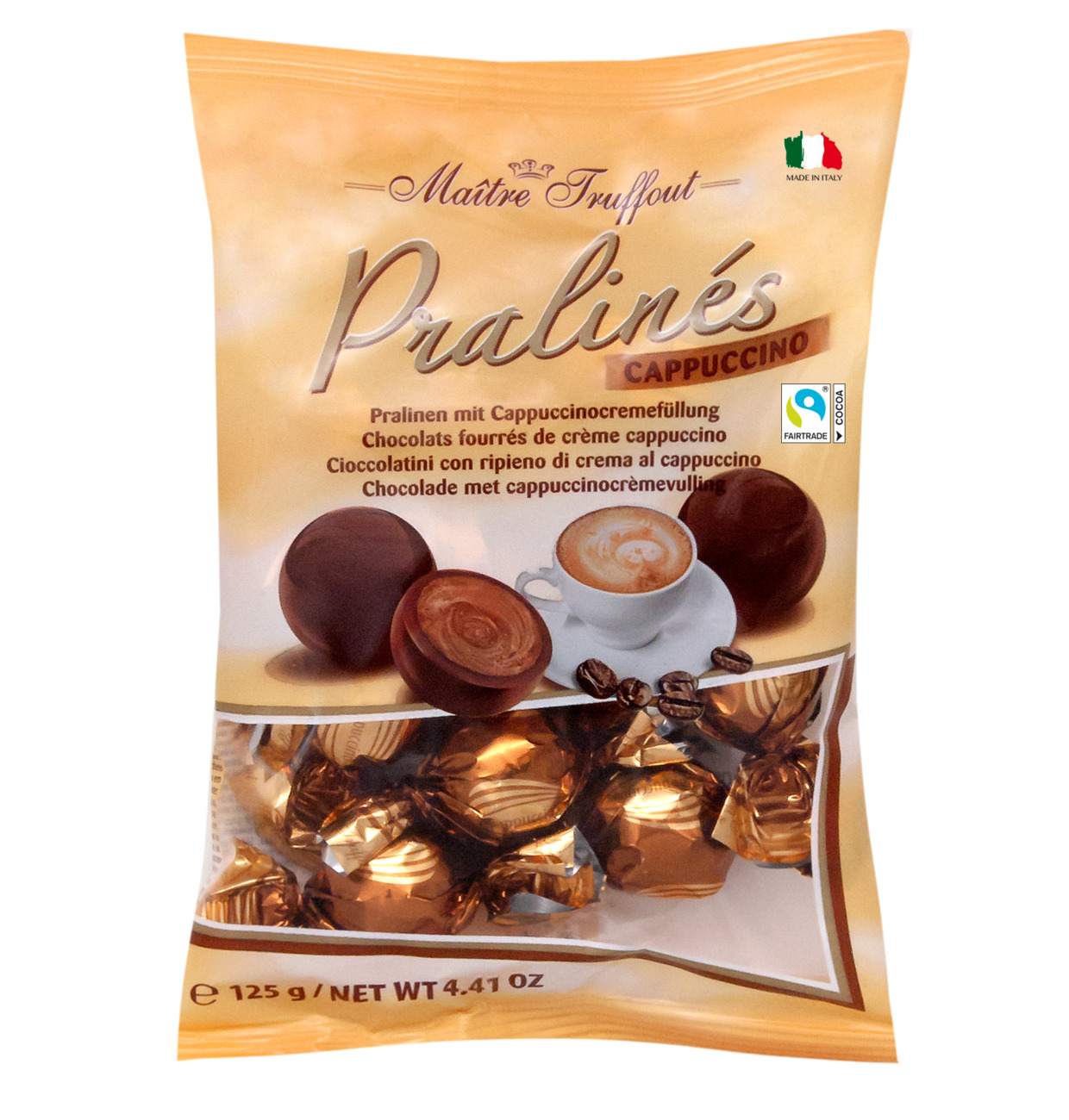 Maitre Truffout Pralinen Milchschokolade mit Cappuccinocremefüllung 125g MHD:31.7.25