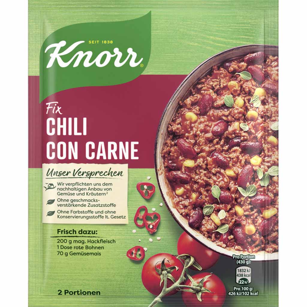 17x Knorr Fix Chili con Carne 33g=561g MHD:30.3.21