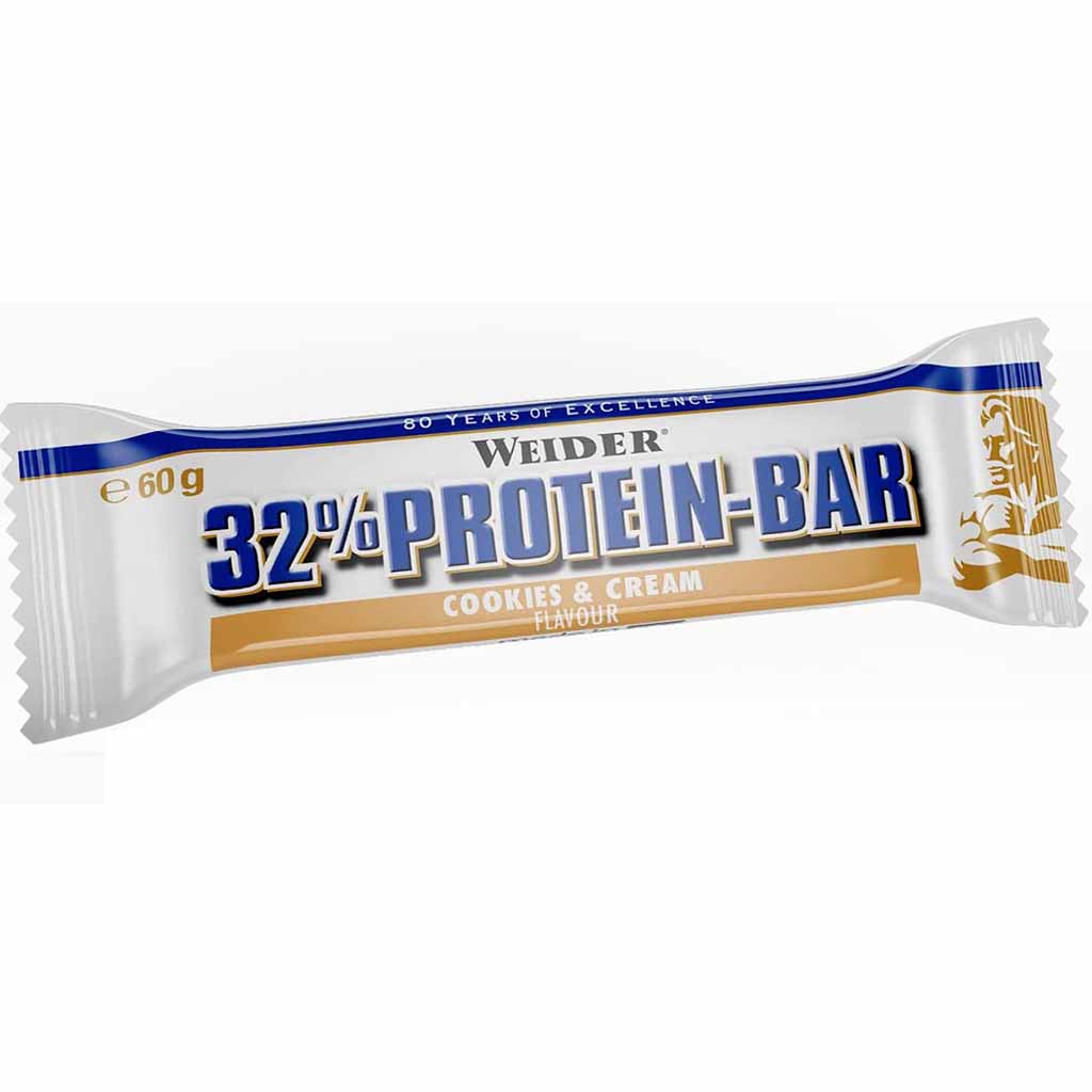 24x Weider 32% PROTEIN Riegel Cookies & Cream á 60g=1440g MHD:30.1.24