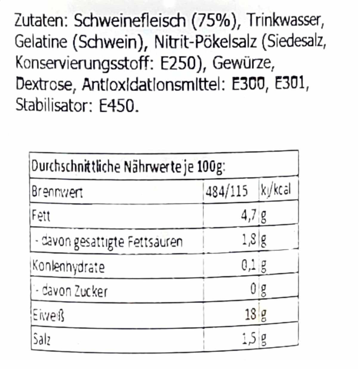 Grasmehr Hausmacher Haxenfleisch mit Geleemantel 200g