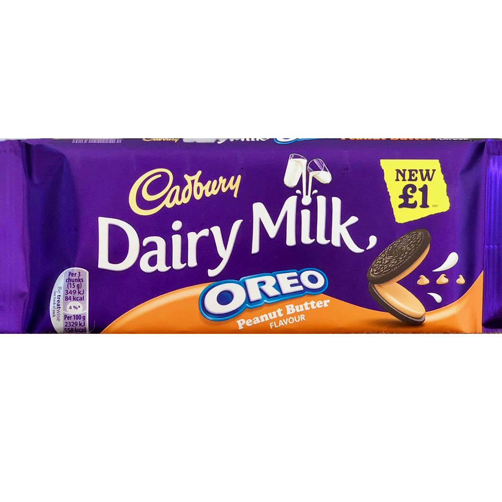 5x Cadbury Dairy Milk Oreo Peanut Butter á 120g=600g MHD:8/19