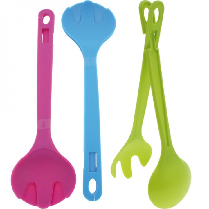 Salatbesteck 2 in 1 farbig sort 29x8x2cm
