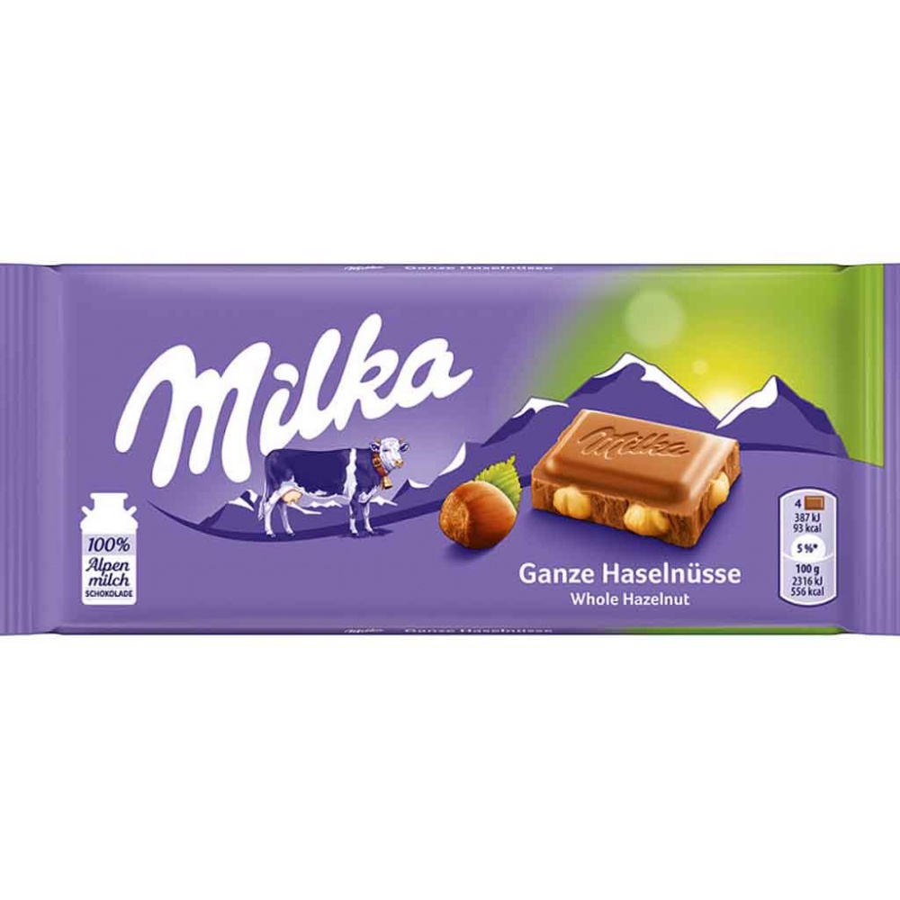 500g MILKA ganze Haselnüsse Schokoladentafel (5x100g) MHD:20.4.21