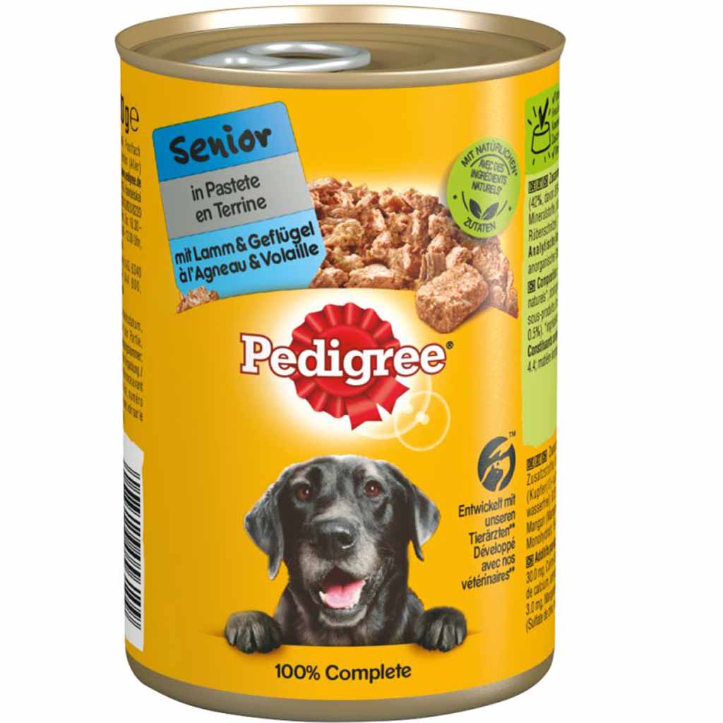 12x Pedigree Nassfutter Senior Lamm & Geflügel in Pastete á 400g=4800g MHD:14.12.24