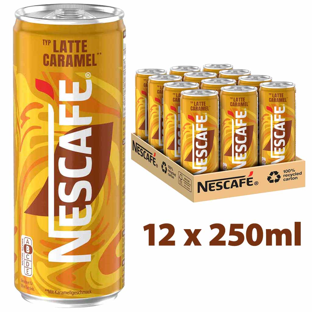 12x Nescafé Typ Latte Caramel 250ml = 3l, GTIN  8445290832061
