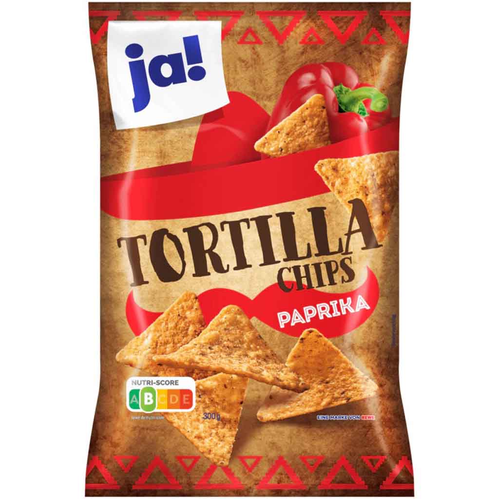 ja! Tortilla Chips mit Paprika 300g MHD:16.2.25