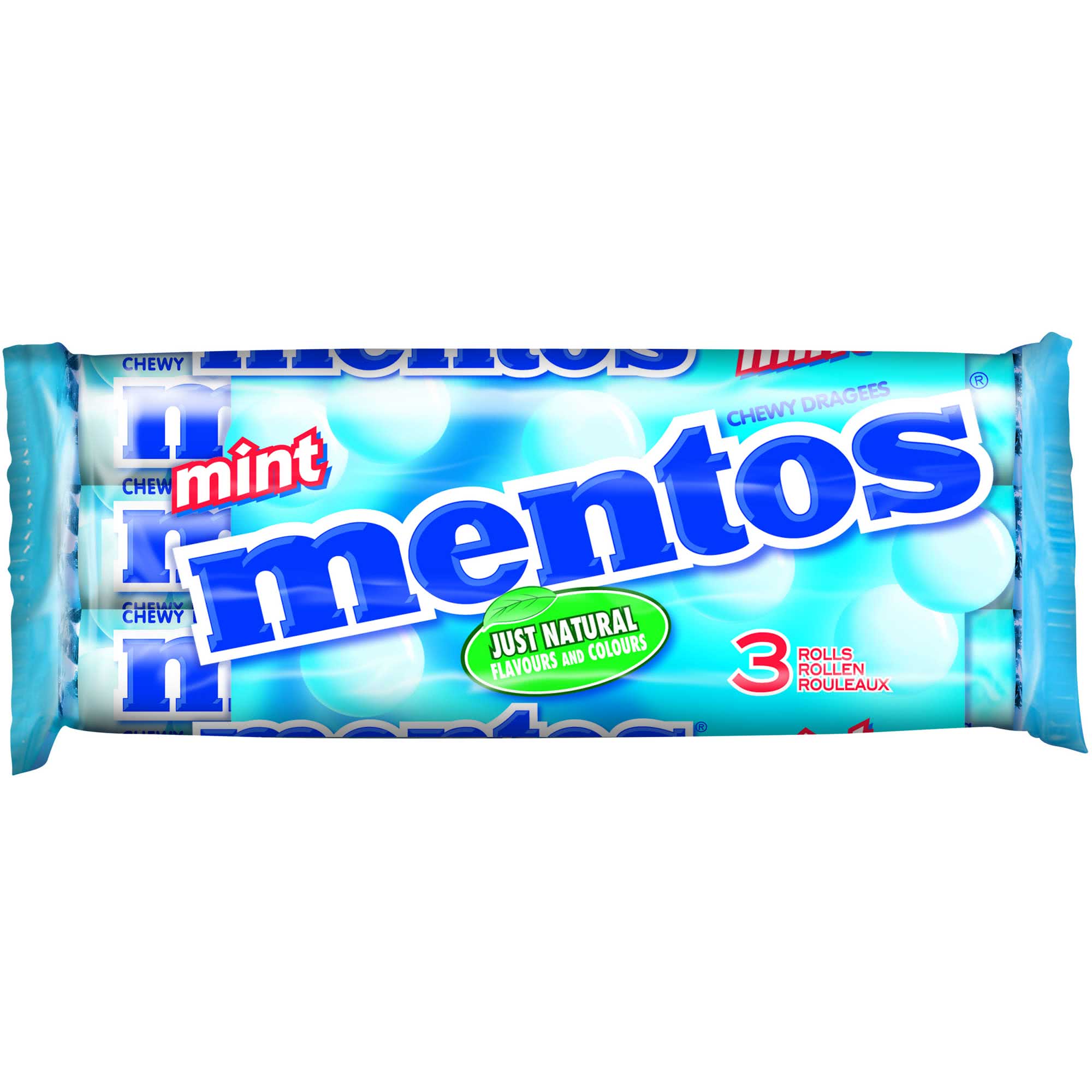Mentos Kaubonbon Mint Rollen 3x38g=114g MHD:30.7.26
