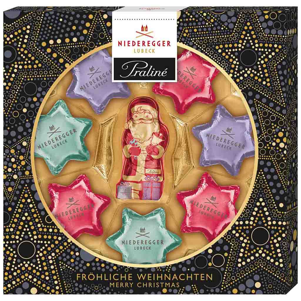 Niederegger Praline Weihnachtssterne & Weihnachtsmann 100g MHD:25.5.24