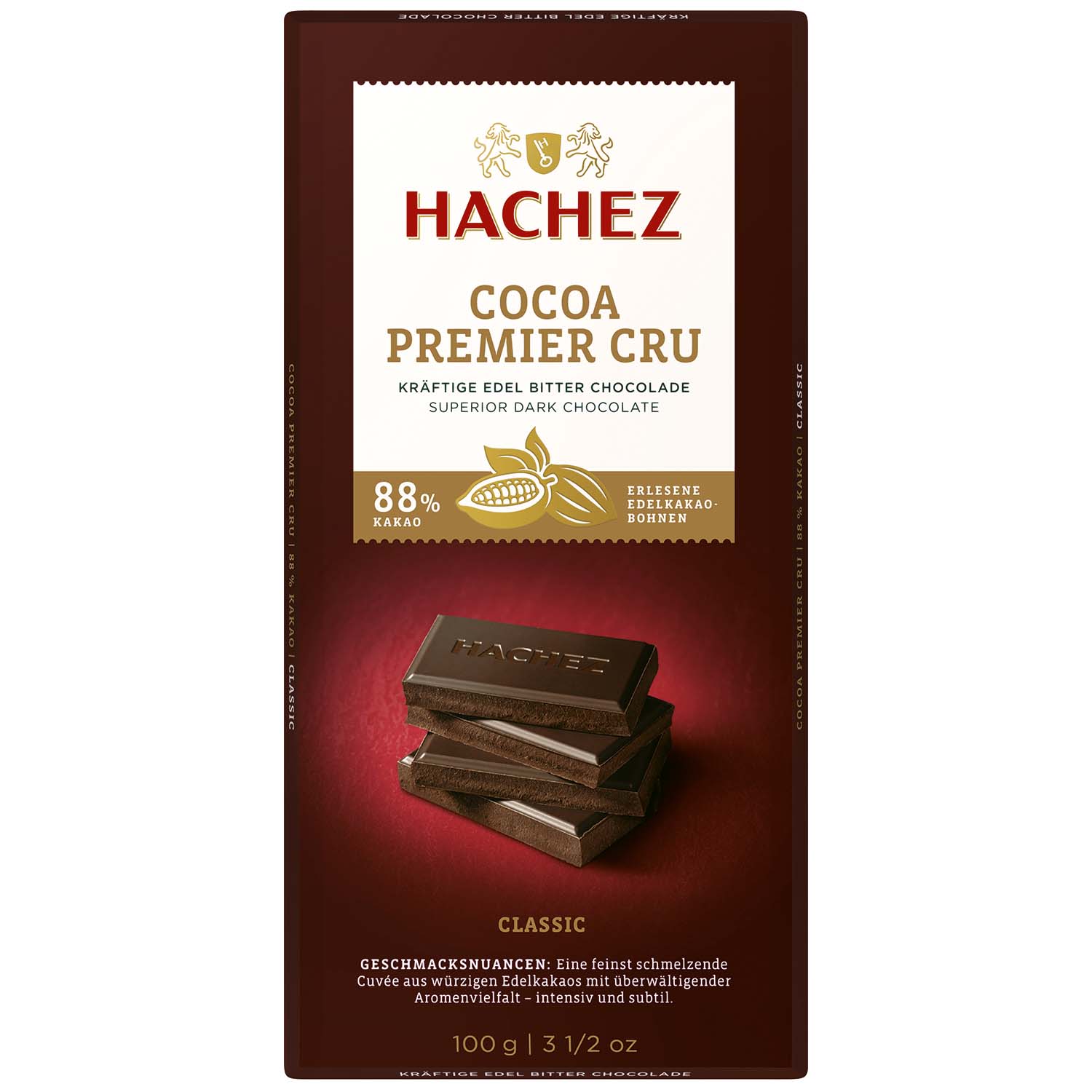 Hachez Tafelschokolade Cocoa Premier Cru Classic 88% Kakao 100g MHD:15.3.26
