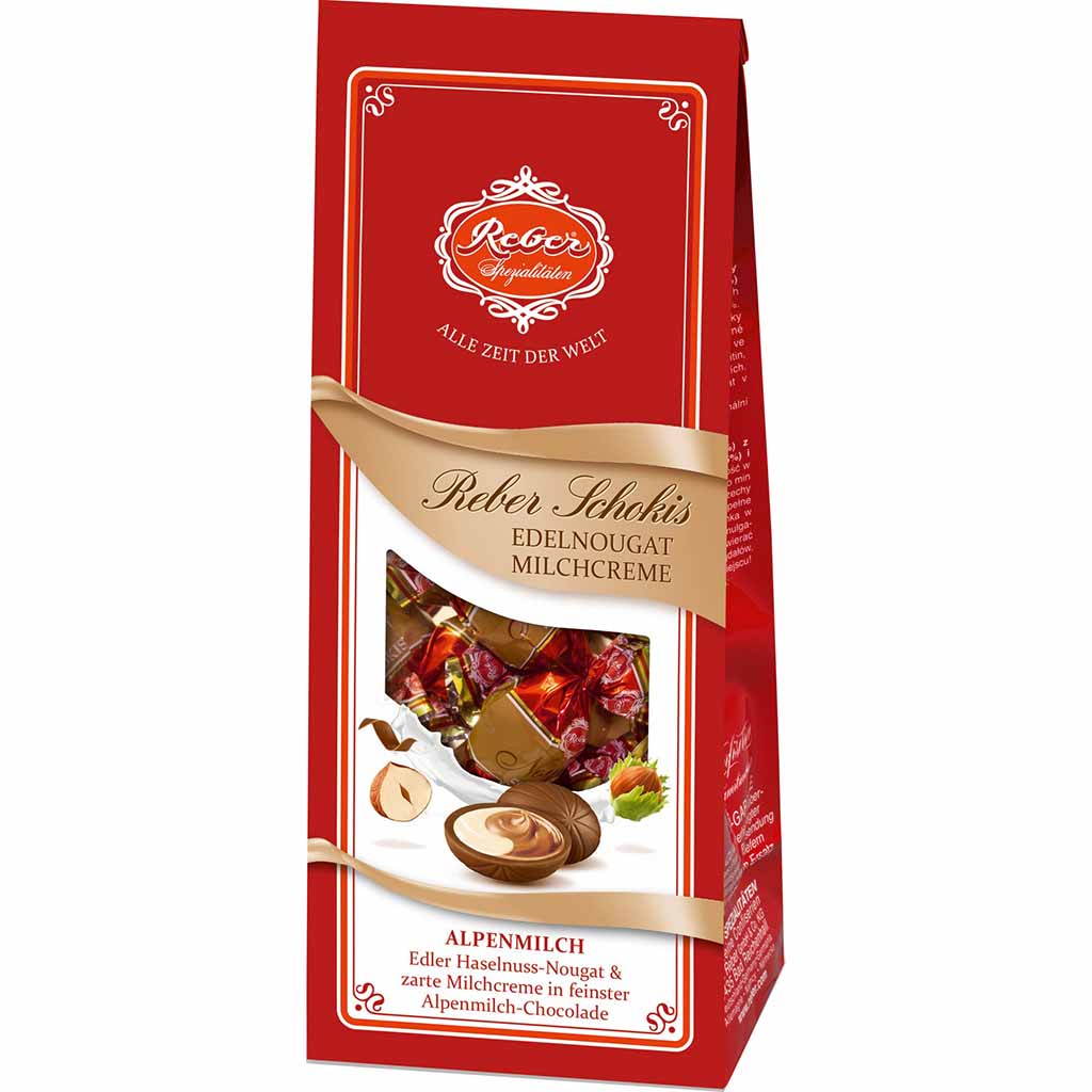 Reber Schokis Edelnougat Milchcreme 100g MHD:28.2.21