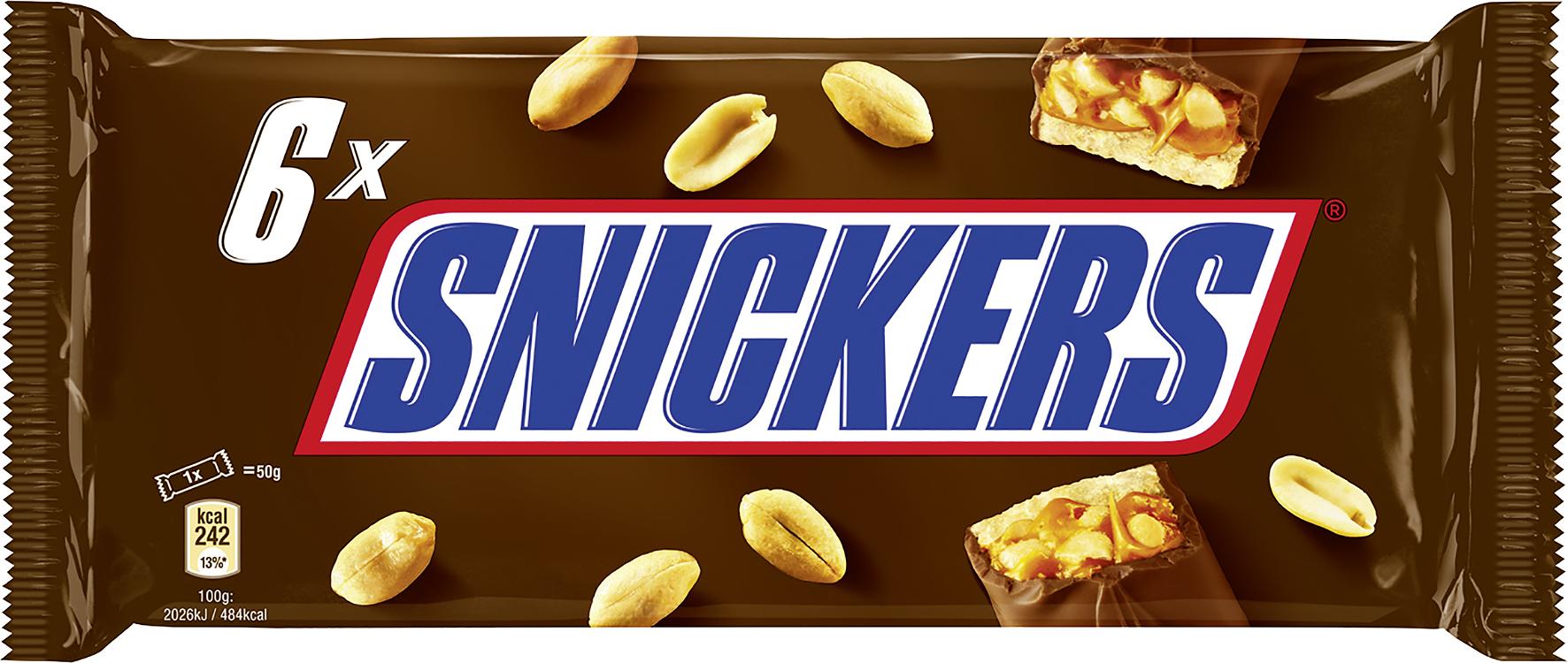 6x Snickers Schokoriegel 300g MHD:17.1.21