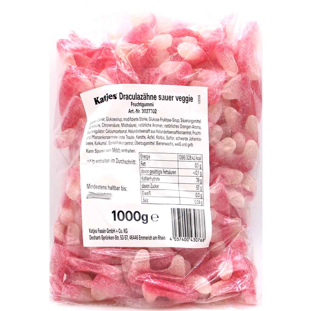 Katjes Fruchtgummi Draculazähne sauer 1000g MHD:30.10.22