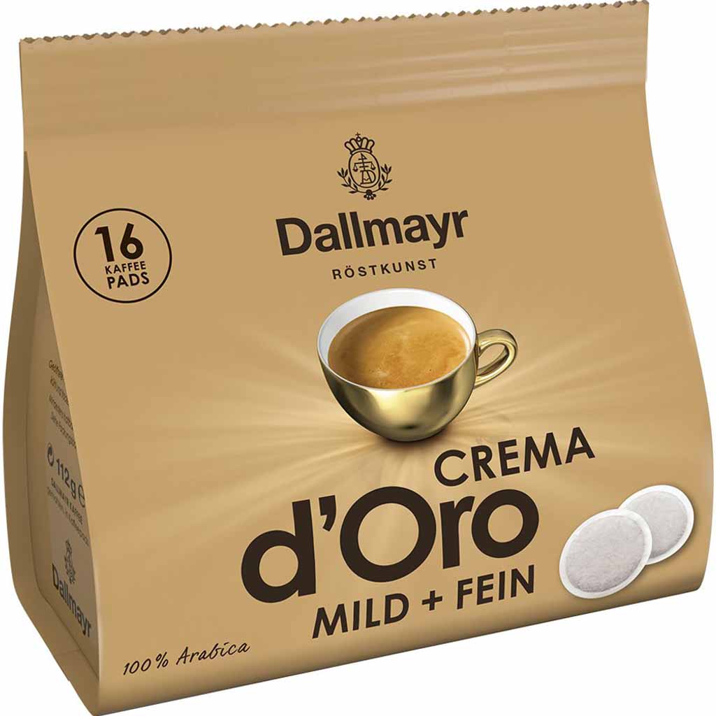 Dallmayr Kaffeepads Crema d´Oro mild + fein 16er 112g MHD:30.9.25