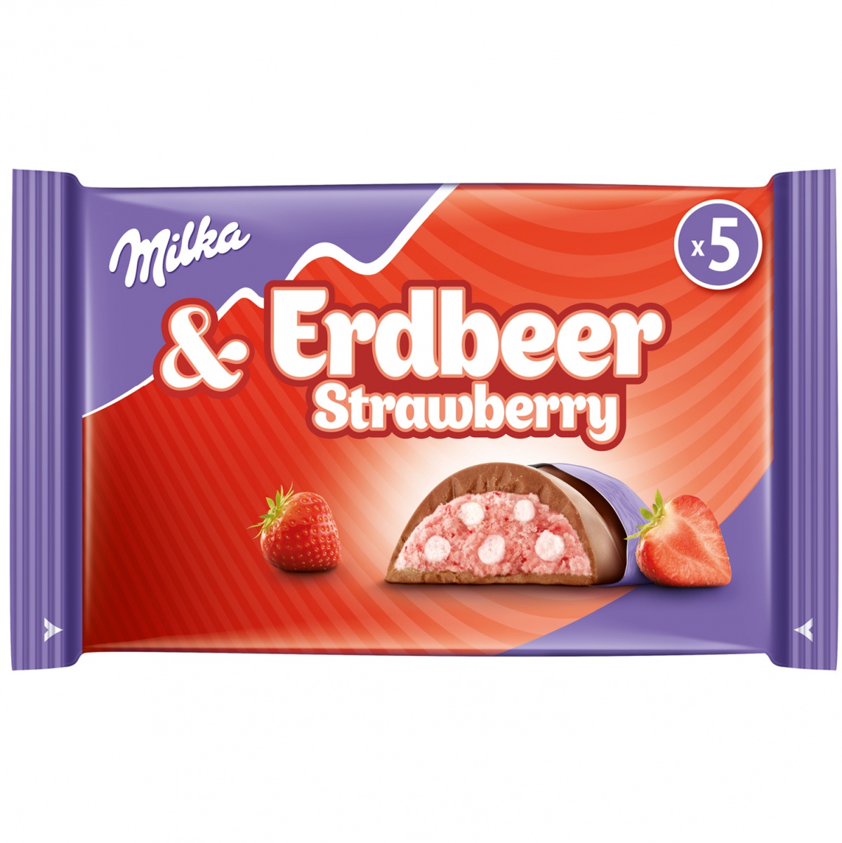 Milka & Erdbeer Schokoriegel 5 x 36,5g  - 7622210704757
