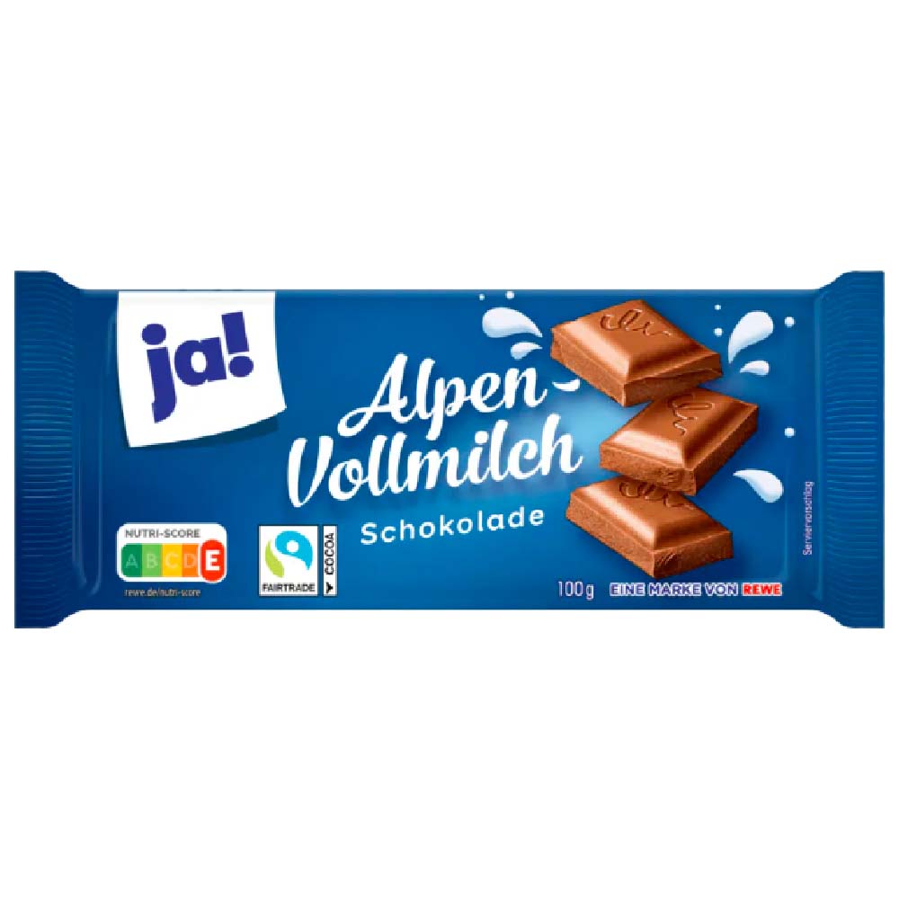 ja! Alpen Vollmilch Schokolade 100g MHD:2.8.25