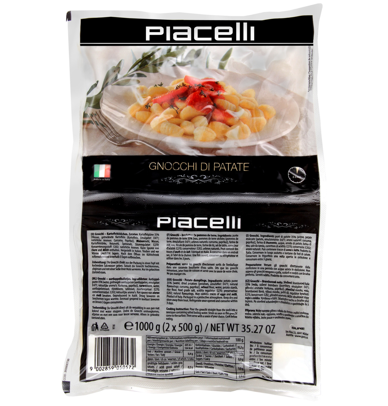 Piacelli Gnocchi di patate aus Kartoffeln 1kg (2x500g) MHD:31.5.25