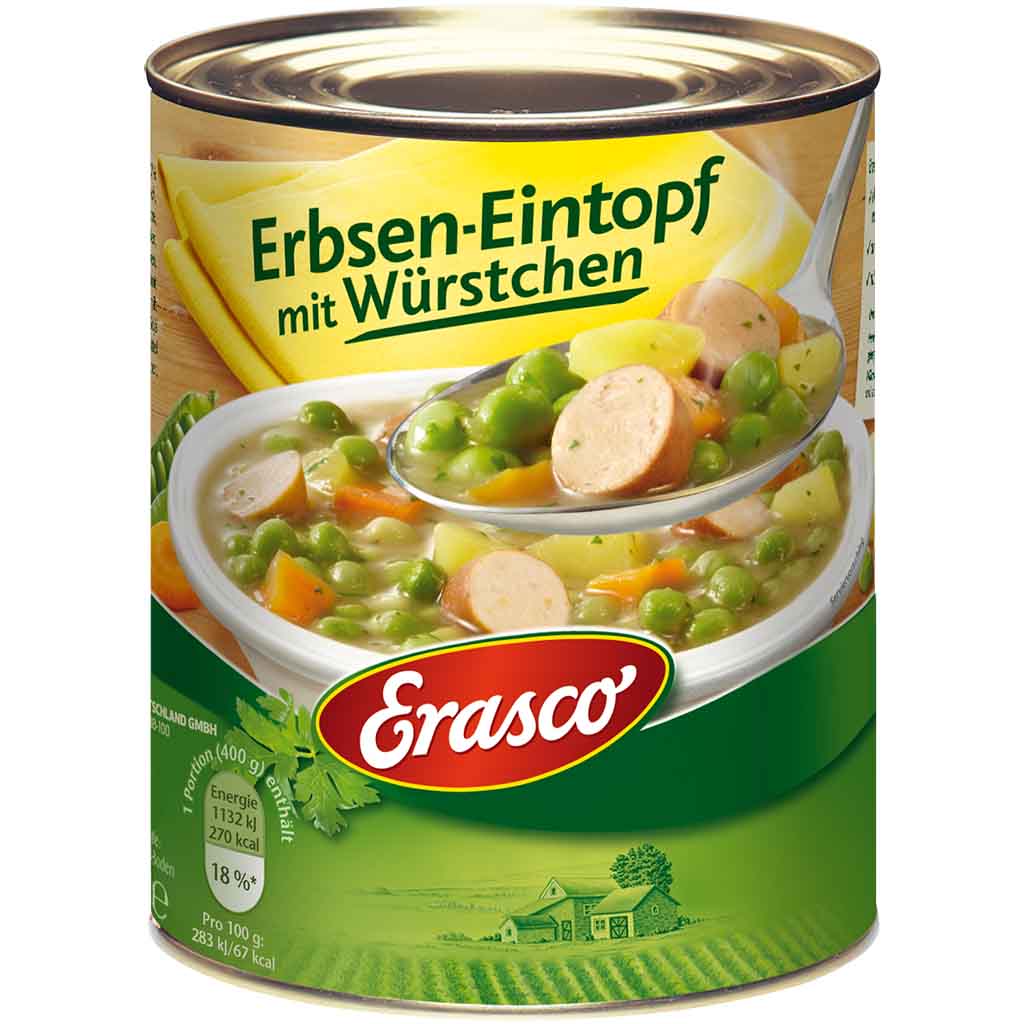 Erasco Eintopf Erbsen-Eintopf mit Würstchen 800g MHD:30.12.27