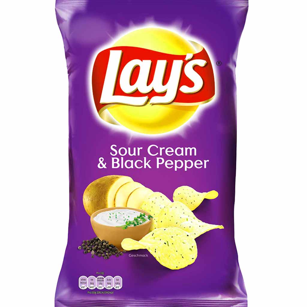 Lays Kartoffelchips Sour Cream & Black Pepper 175g MHD:11.7.21