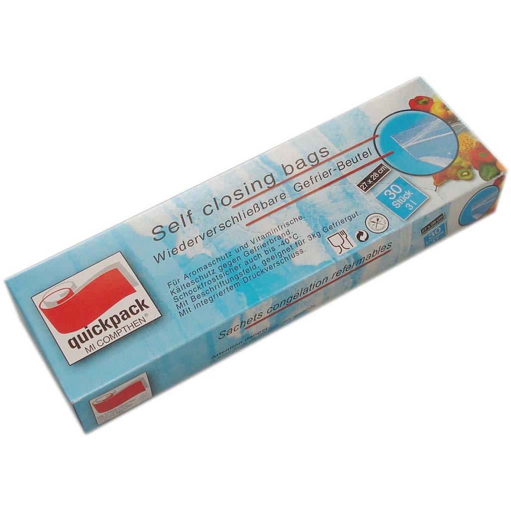 Gefrierbeutel 3 Liter 30 Stück 27x28 cm mit Zip-Verschluss Wiederverschließbar