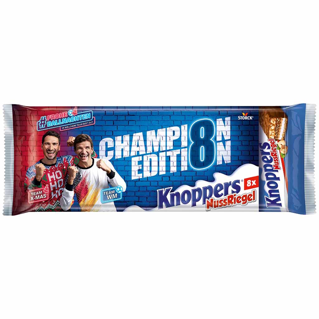 Knoppers Riegel Nuss 8er Frohe Ballnachten Edition 320g MHD:20.2.23