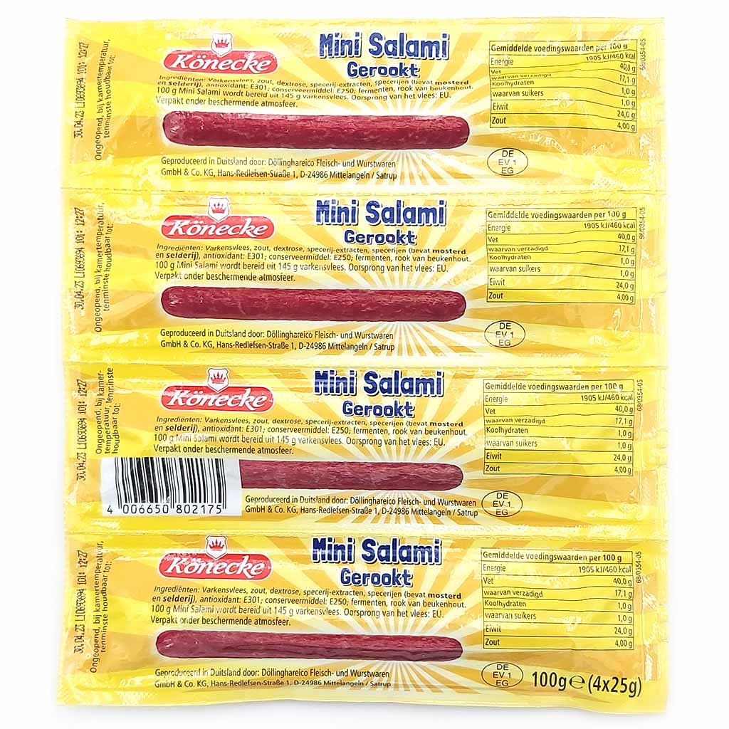 K-necke_Mini_Salami_4x25g_Pack_100g-3 Könecke Mini Salami Klassik 5er 125g