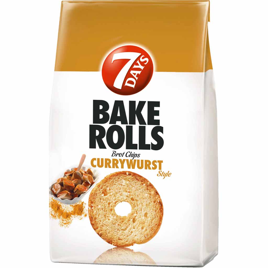 7Days Bake Rolls Brot Chips Currywurst Style 250g MHD:24.1.22