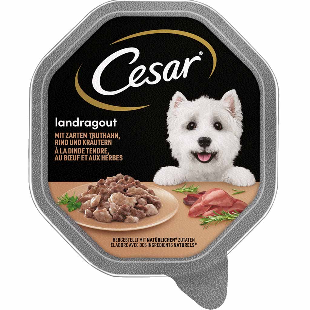 14x Cesar Landragout mit Truthahn, Rind und Kräutern á 150g=2,1kg MHD:14.7.23