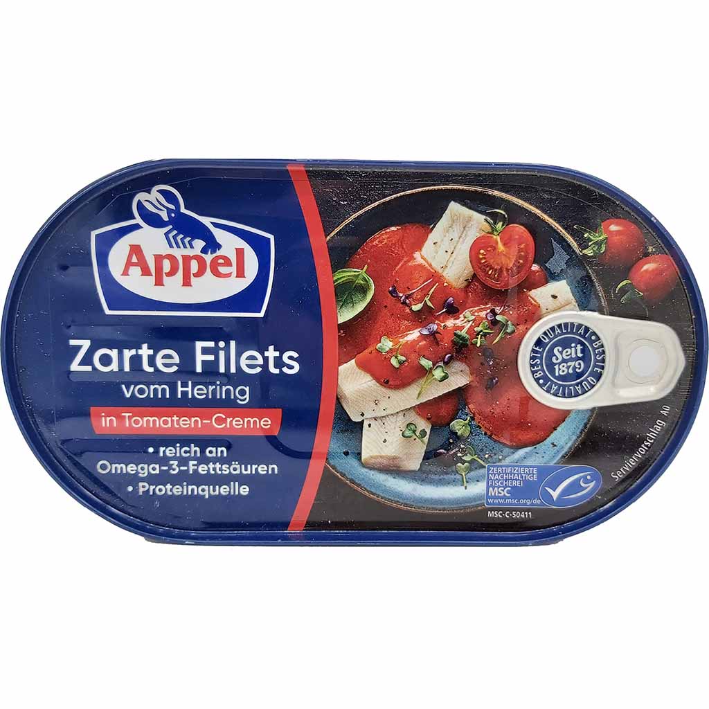 Appel zarte Filets von Hering in Tomaten-Creme 2-te Sortierung 200g