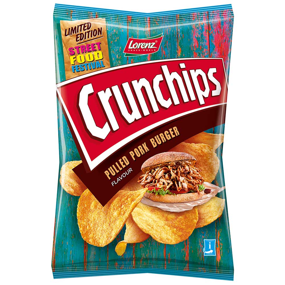 Crunchips Pulled Pork Burger 10x 150g Chips MHD:26.4.21