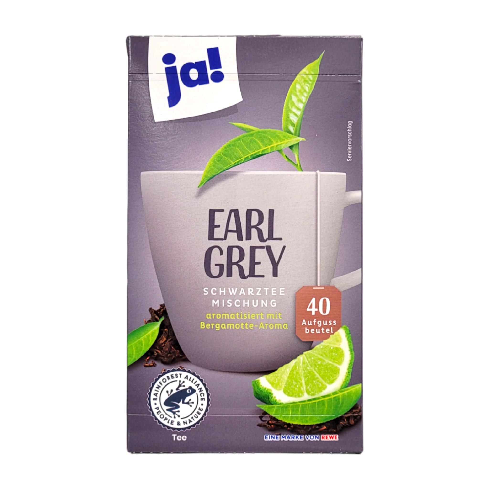 Ja! Earl Grey Schwarztee Mischung 40 Beutel a 1,75g =70g MHD:28.2.26