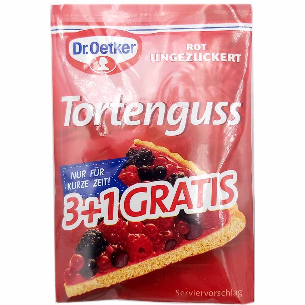 Dr. Oetker Tortenguss rot, ungezuckert 4x12g= 48g 