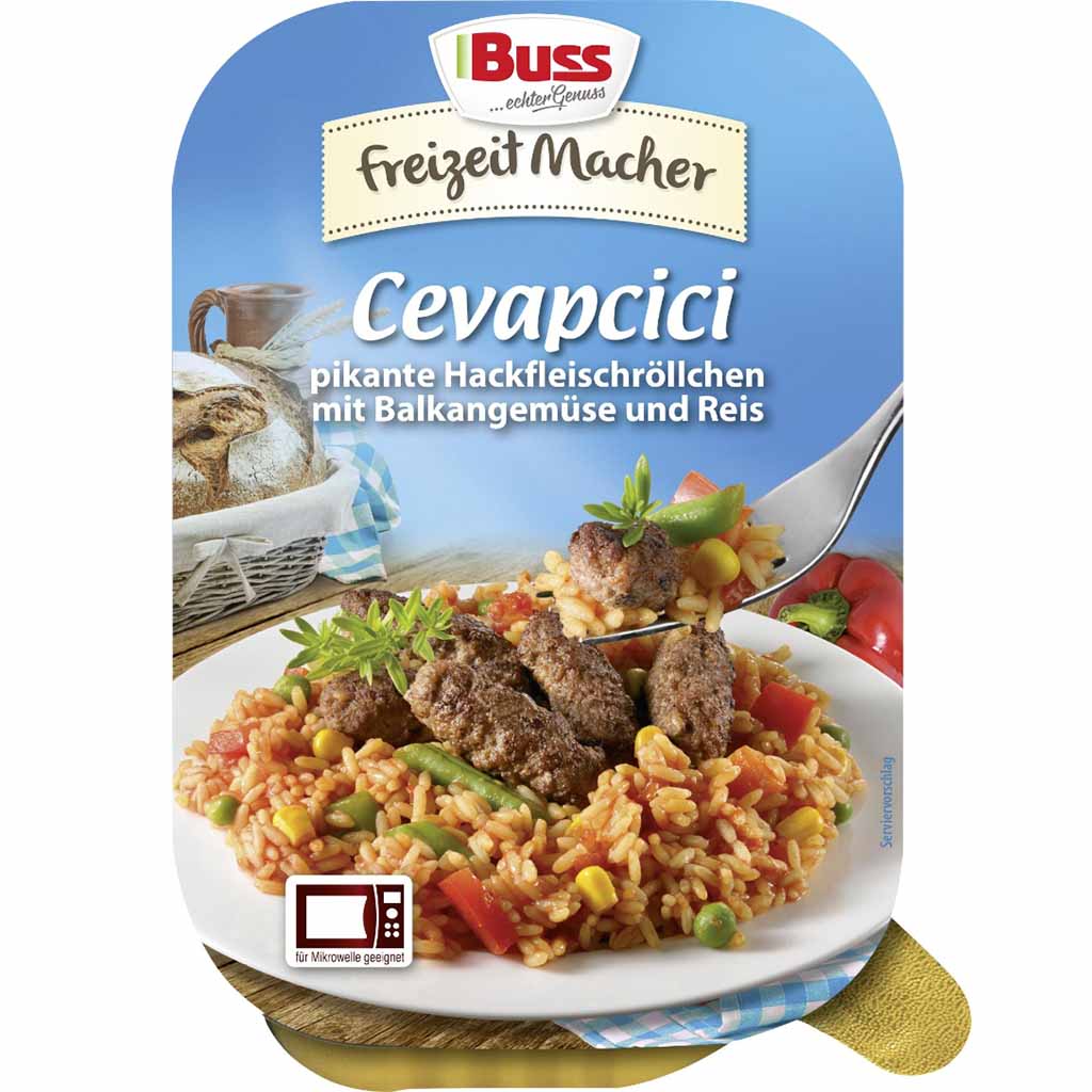 Buss Freizeitmacher Cevapcici mit Gemüse und Reis 300g MHD:15.5.26
