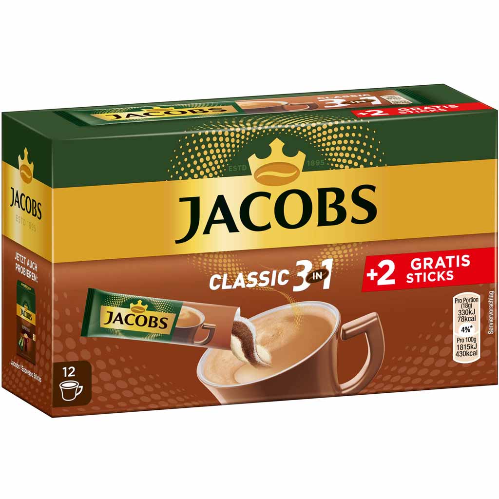 Jacobs Sticks 3 in1 Classic 12x18g=216g MHD:27.12.23