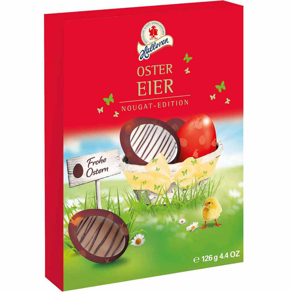 Halloren Schoko Ostereier Nougat Edition 126g MHD:26.10.22