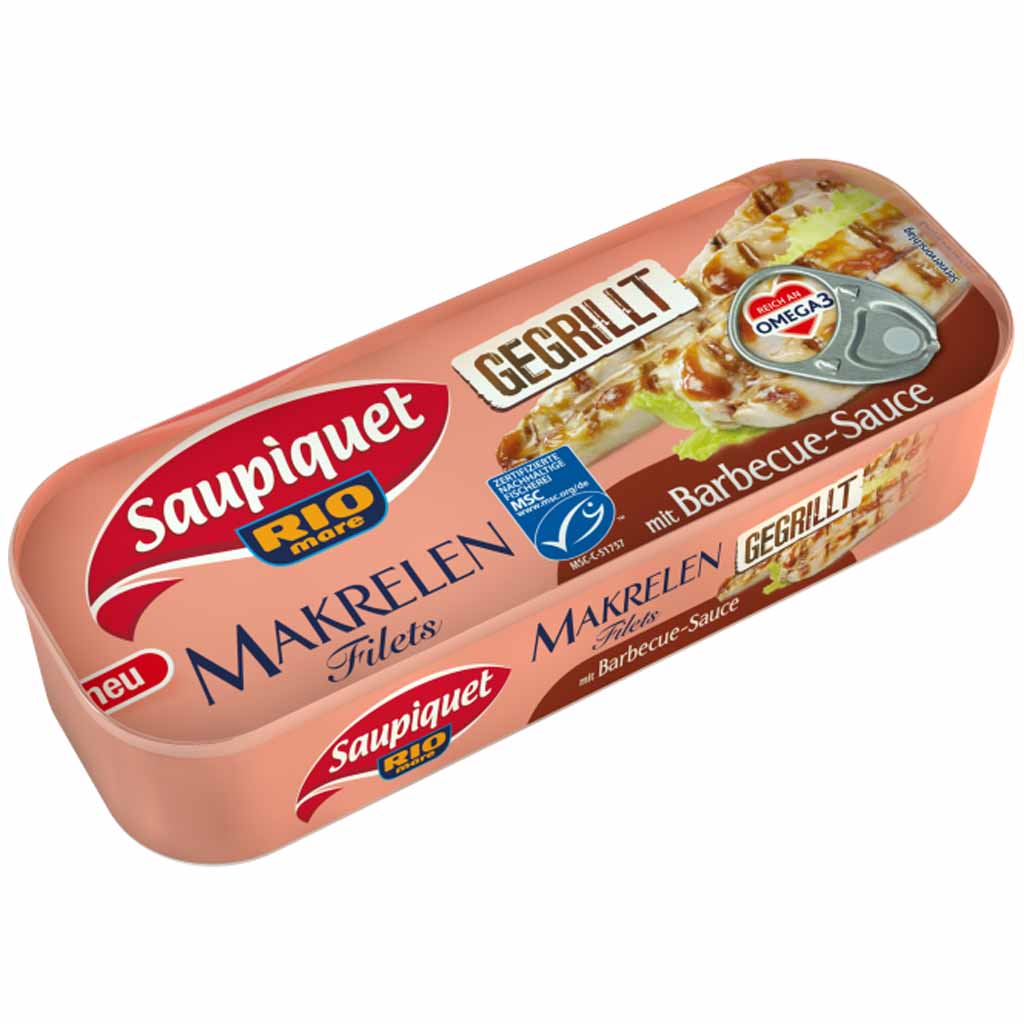 3x Saupiquet Makrelenfilets gegrillt Barbecue-Sauce á 120g=360g MHD:28.8.20