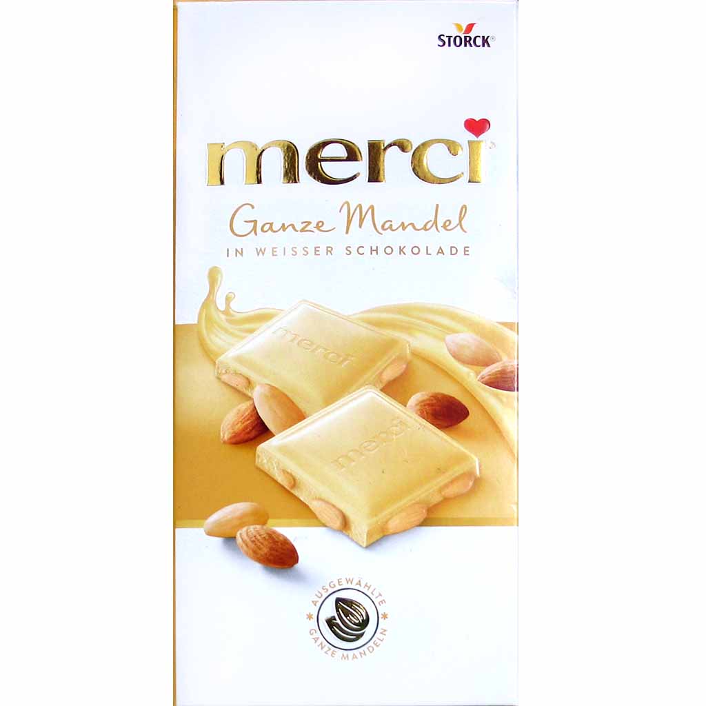 Merci Tafelschokolade ganze Mandel Weisse Schokolade 100g MHD:1.8.22