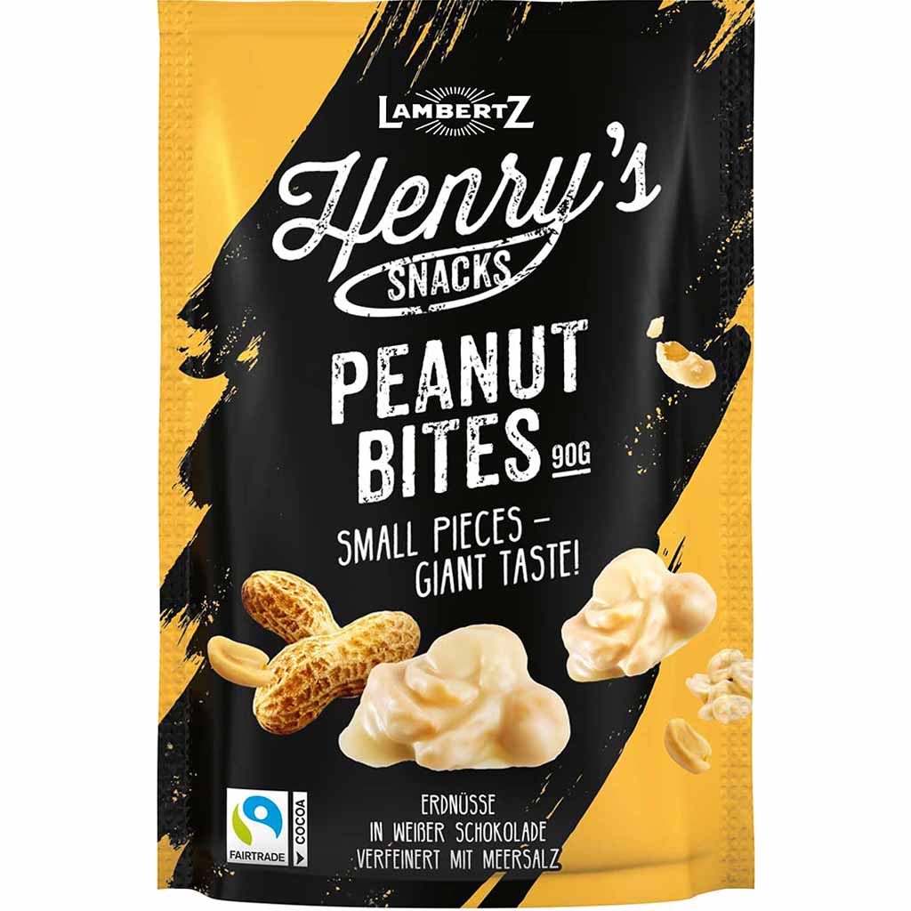 Lambertz Henrys Snacks Peanut Bites Weiße Schokolade 90g MHD:30.4.22