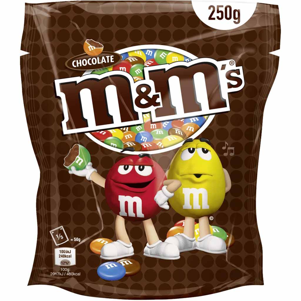 M&Ms Chocolate Beutel  250g MHD:6.10.24
