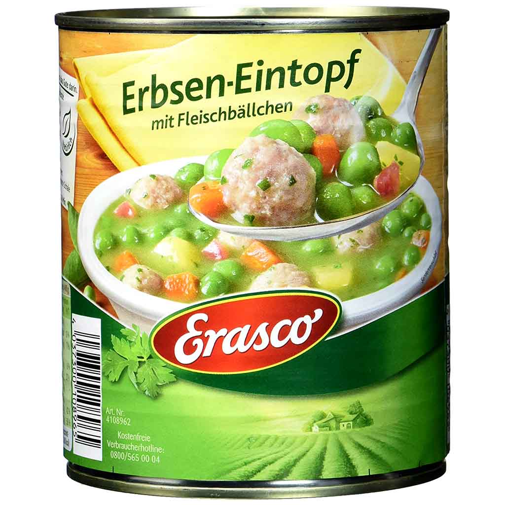 Erasco Eintopf Erbsen-Eintopf mit Fleischbällchen 800g MHD:30.12.27