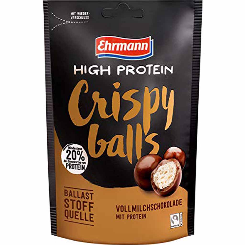 Ehrmann High Protein Crispy Balls Vollmilchschokolade 90g MHD:30.9.24