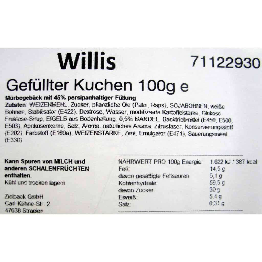 91e093f71b2b04a3248a3408f7b8f06d5428fe73562ec9f69ac71540855c8ca8 https://www.lebensmittel-sonderposten.de/media/image/b8/e6/6c/Willis_gef-llter_Kuchen_100g_back_96dpi.jpg