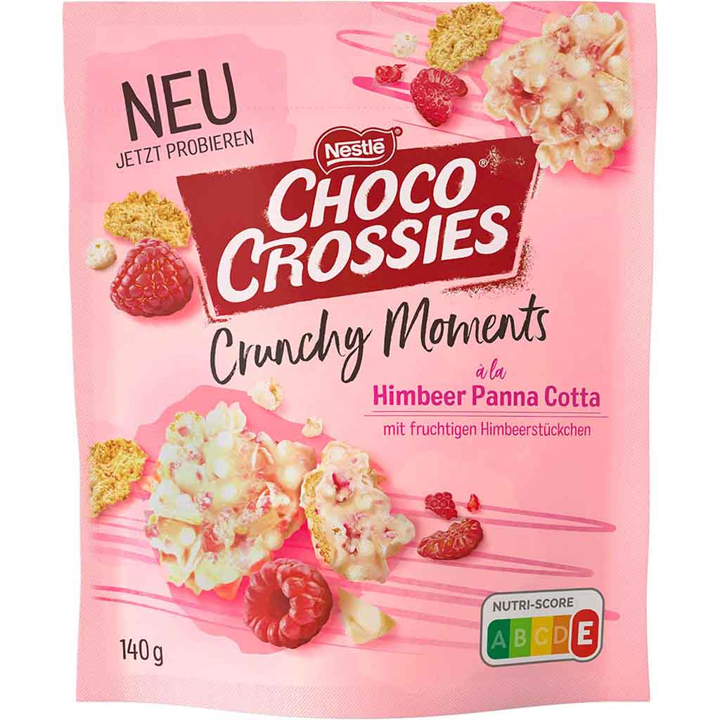 Nestle Choco Crossies Crunchy Moments Himbeer Panna Cotta 140g MHD:30.12.22