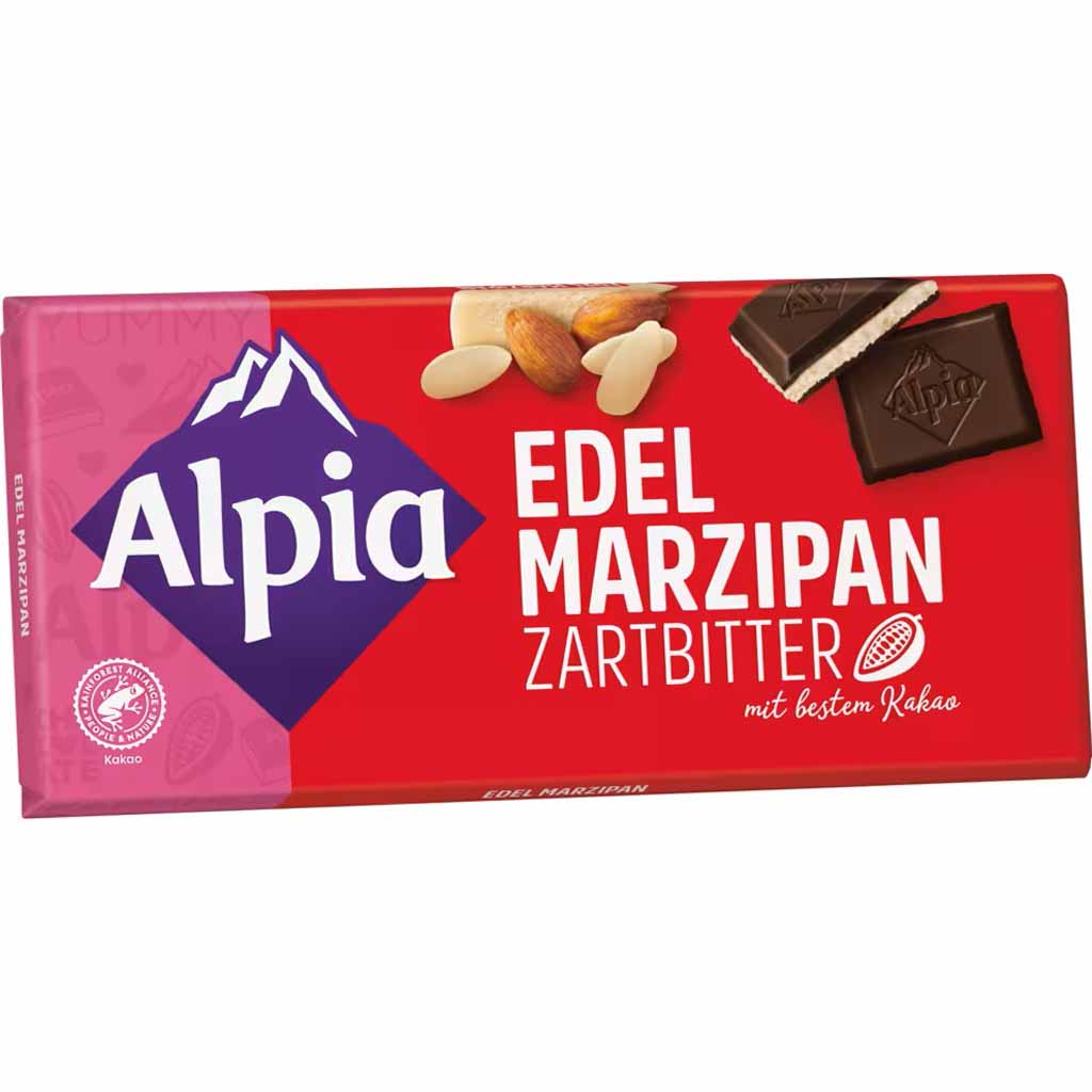 Alpia Tafelschokolade Edel-Marzipan Zartbitter 100g MHD:1.3.25