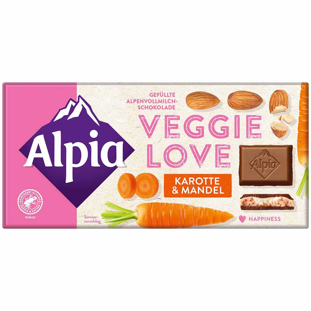 Alpia Tafelschokolade Veggie Love Karotte Mandel 100g