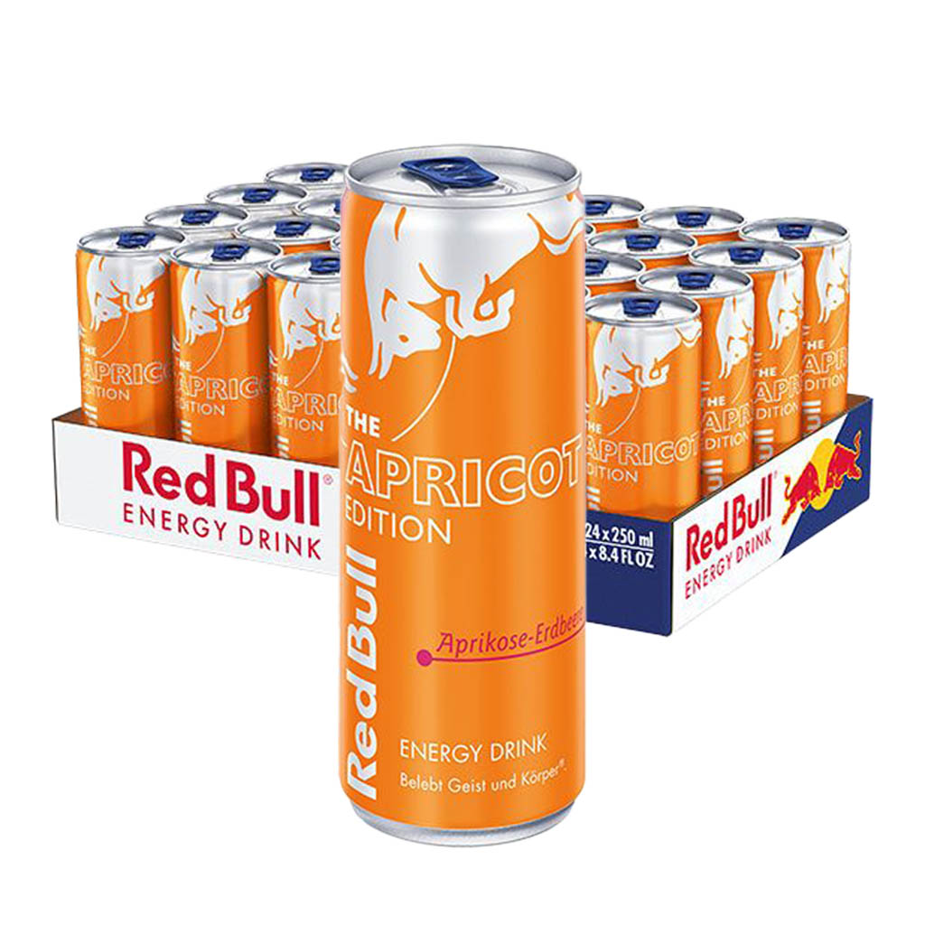 24x Red Bull The Apricot Edition Energy Drink DOSE 24x250ml=6L MHD:14.3.25