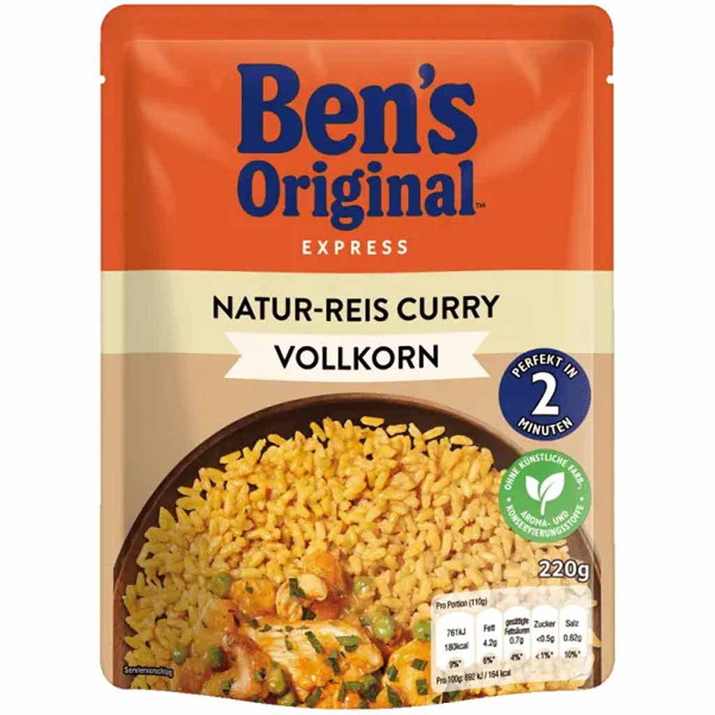 6x Bens Original Express Naturreis Curry Vollkorn á 220g=1320g MHD:28.5.22