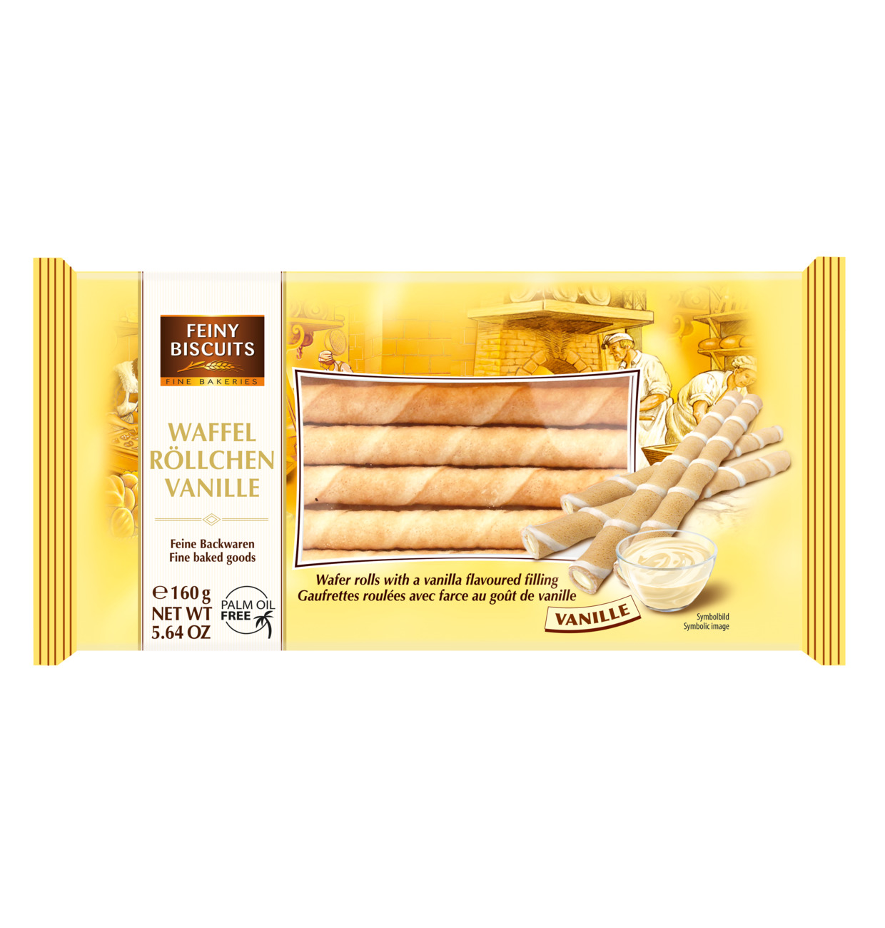 Feiny Biscuits Waffelröllchen Vanille 160g MHD:16.3.25
