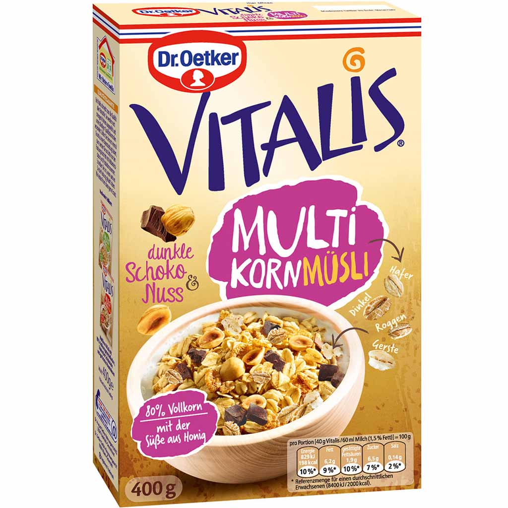Dr. Oetker Vitalis Multi Korn Müsli Schokolade und Nuss 400g