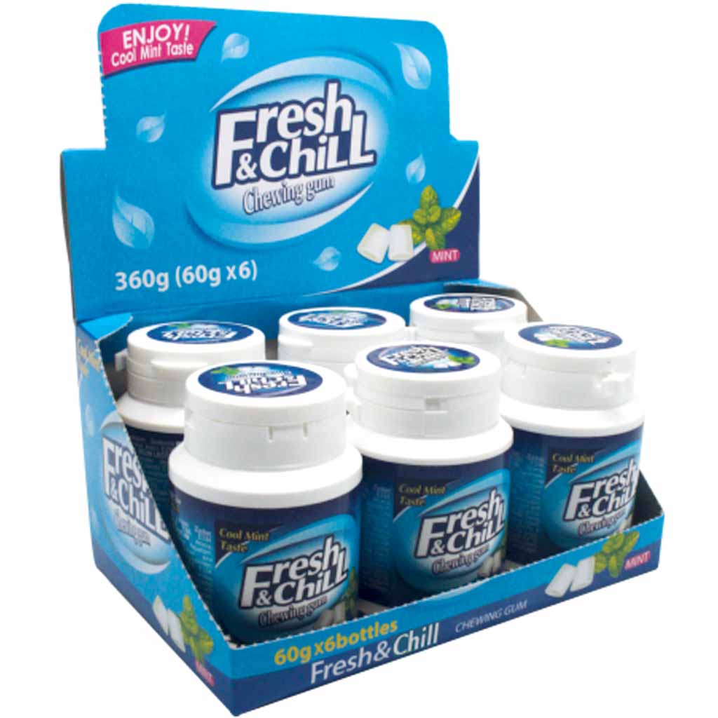 6x Fresh & Chill Kaugummi Dragees Mint á 60g=360g MHD:1.12.21
