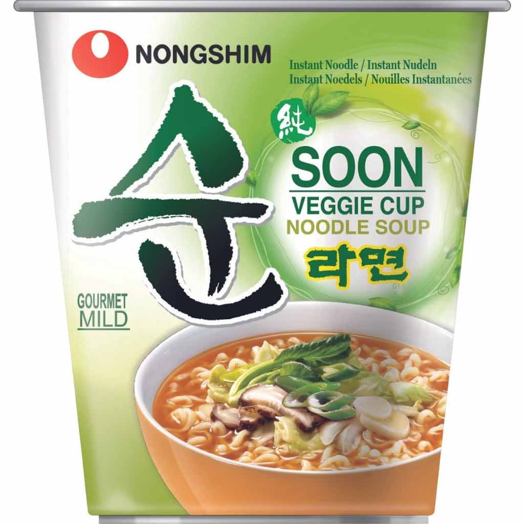 Nongshim Instant Nudelgericht Soon Veggie Ramyun Becher 6x67g=402g MHD:21.6.24